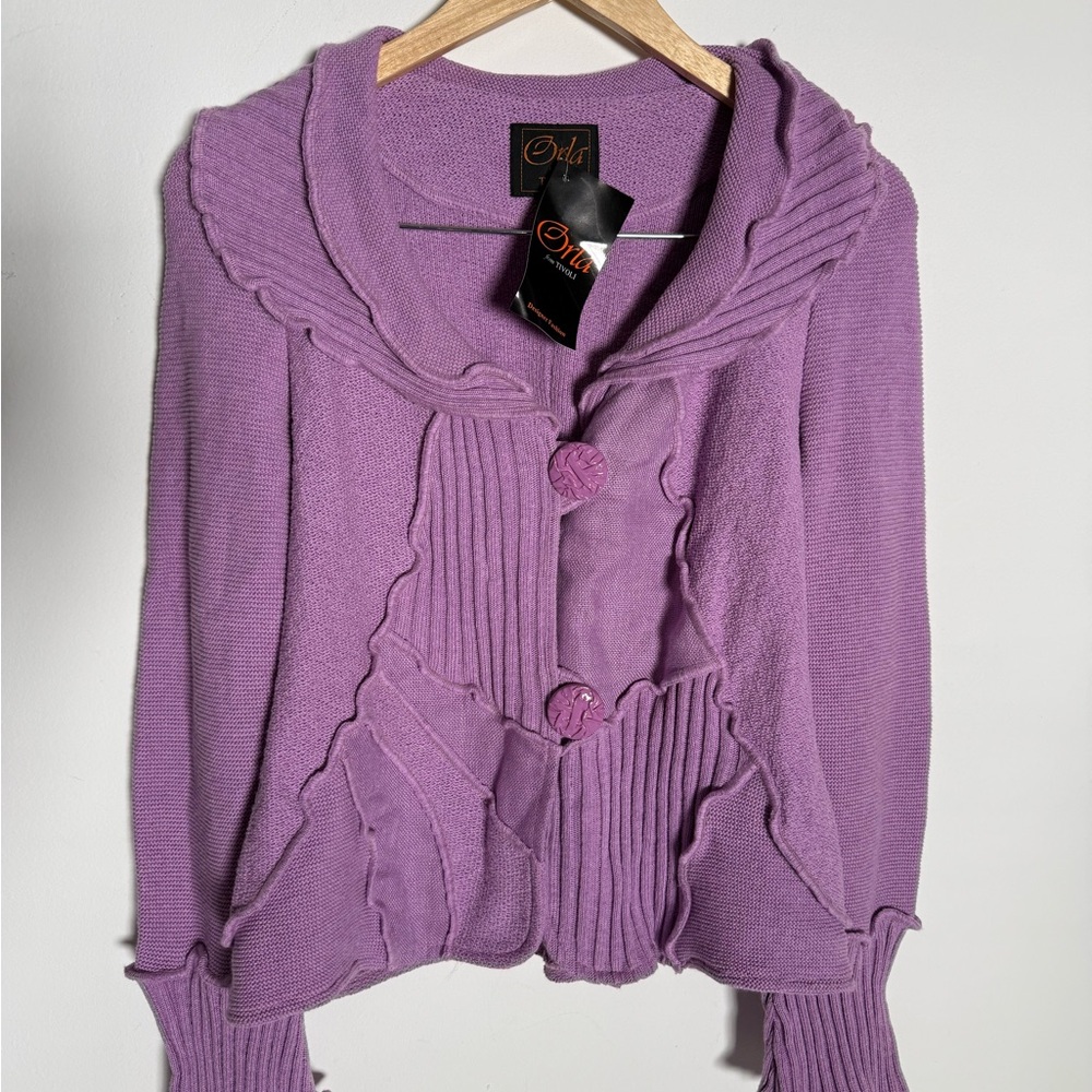ORLA From Tivoli JASKAR Sweater Multiple Texture Purple 2 Lg Button SweaterSMALL